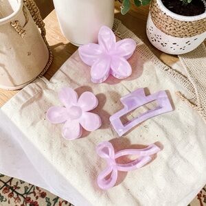 4pcs Hair Clip Set - Glossy Pastel Purple